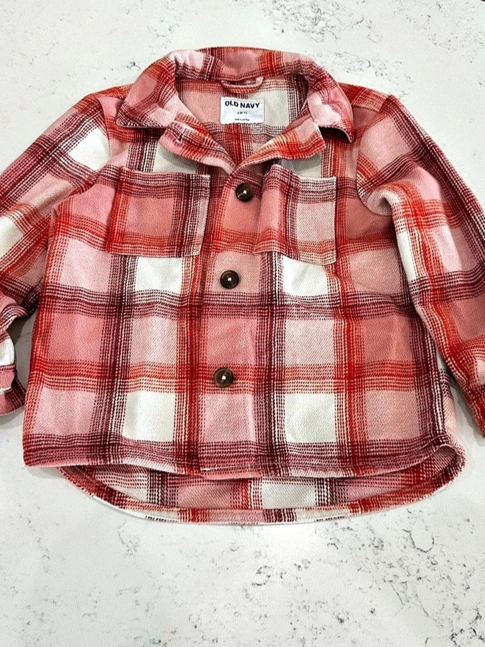 Old Navy Drop-Shoulder Plaid Flannel Shirt for Girls 6/7
